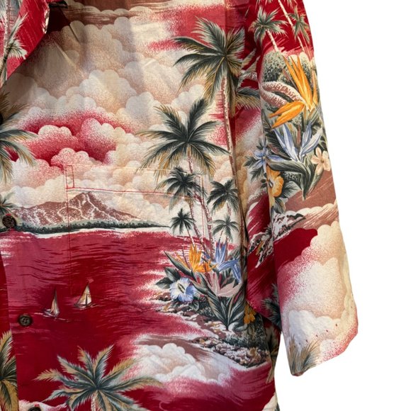 Vintage RJC Hawaiian Shirt Button Up Short Sleeve Magnum PI Palm Trees Floral - Picture 3 of 16